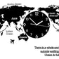 Acrylic World Map Wall Clock Black
