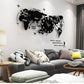 Acrylic World Map Wall Clock Black