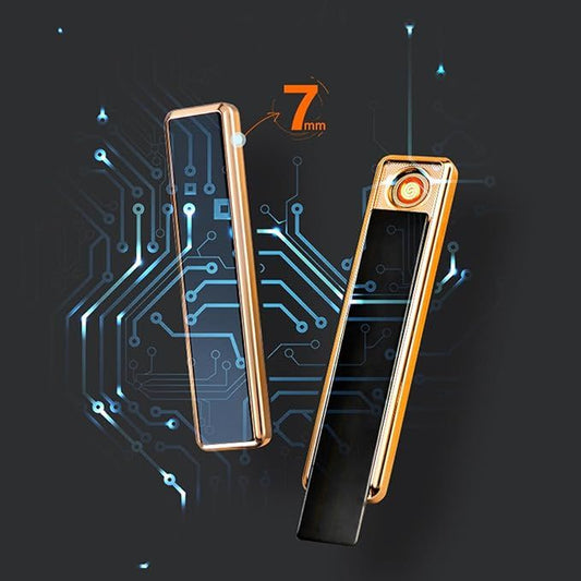 Ultra-Slim Touch Sensor USB Rechargeable Flameless Lighter (ولاعة فاخرة فائقة النحافة تعمل باللمس وقابلة للشحن عبر USB وبدون لهب)