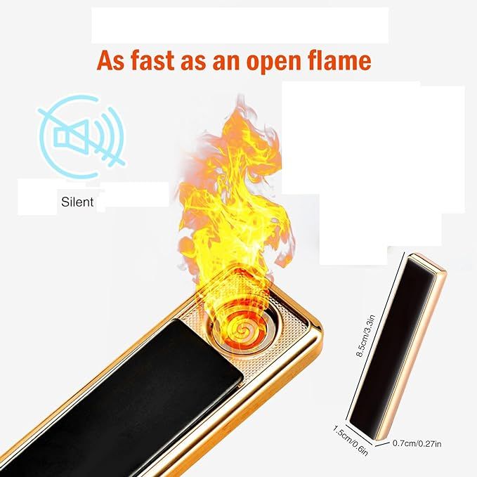 Ultra-Slim Touch Sensor USB Rechargeable Flameless Lighter (ولاعة فاخرة فائقة النحافة تعمل باللمس وقابلة للشحن عبر USB وبدون لهب)