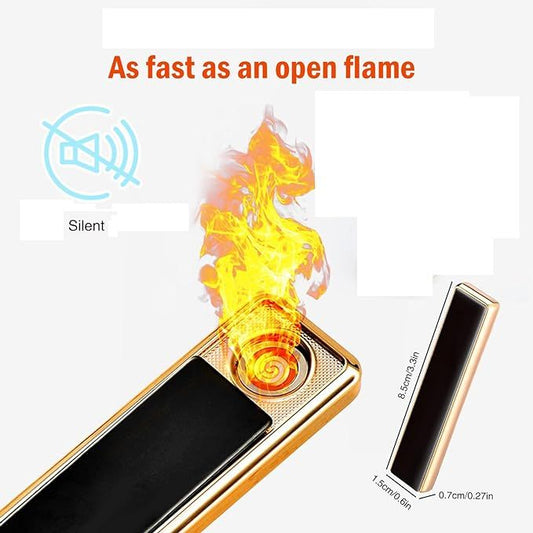 Ultra-Slim Touch Sensor USB Rechargeable Flameless Lighter (ولاعة فاخرة فائقة النحافة تعمل باللمس وقابلة للشحن عبر USB وبدون لهب)