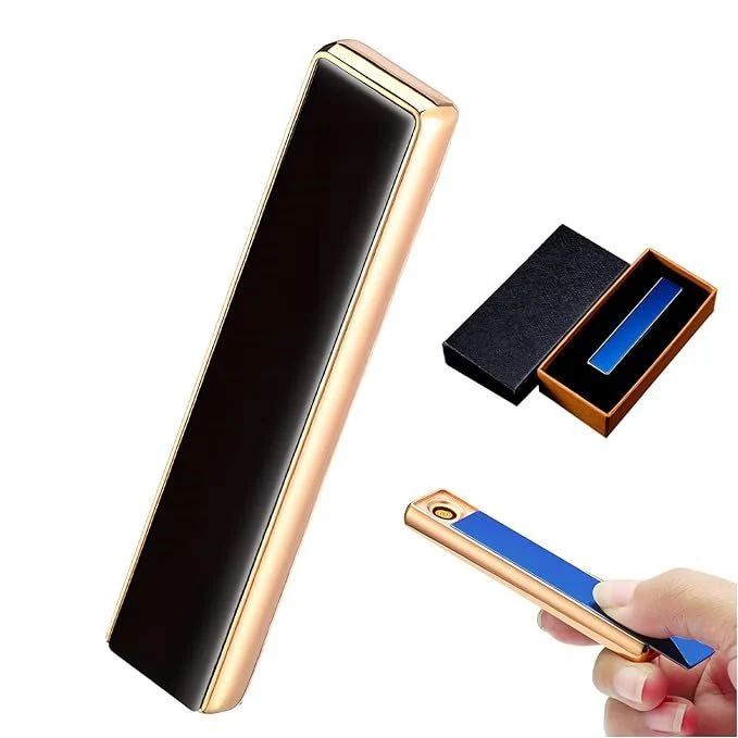 Ultra-Slim Touch Sensor USB Rechargeable Flameless Lighter (ولاعة فاخرة فائقة النحافة تعمل باللمس وقابلة للشحن عبر USB وبدون لهب)